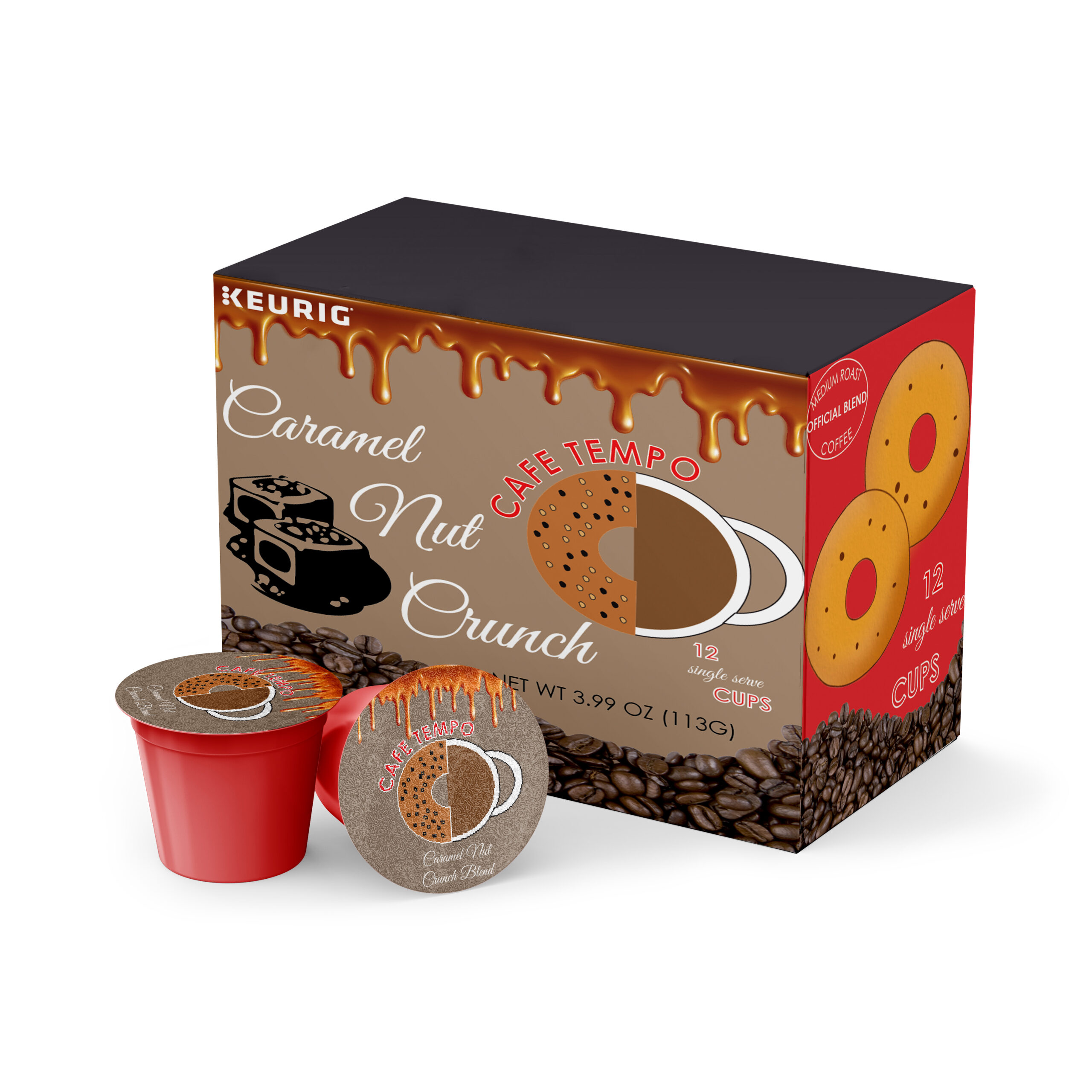 keurig box with k cups and cafe tempo logo